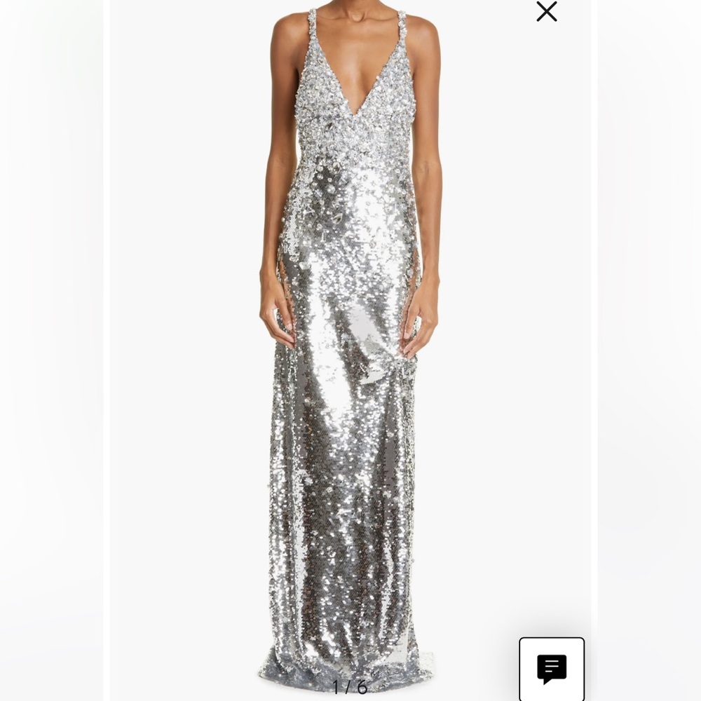 Carolina Herrera Embellished Sequin Column Gown
